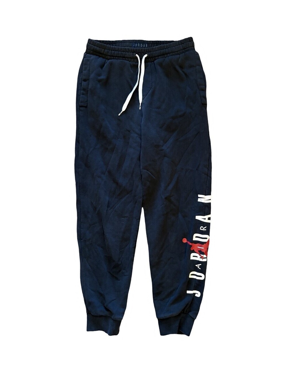 NIKE AIR JORDAN SPELLOUT MEN'S BLACK JOGGERS SWEATPANTS STANDARD FIT SIZE SMALL